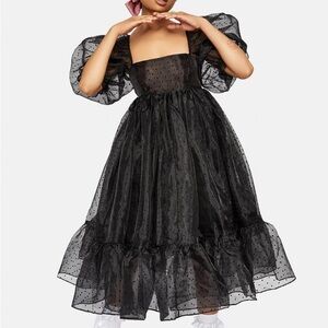 Selkie The Caviar Polka Dot French Puff Dress